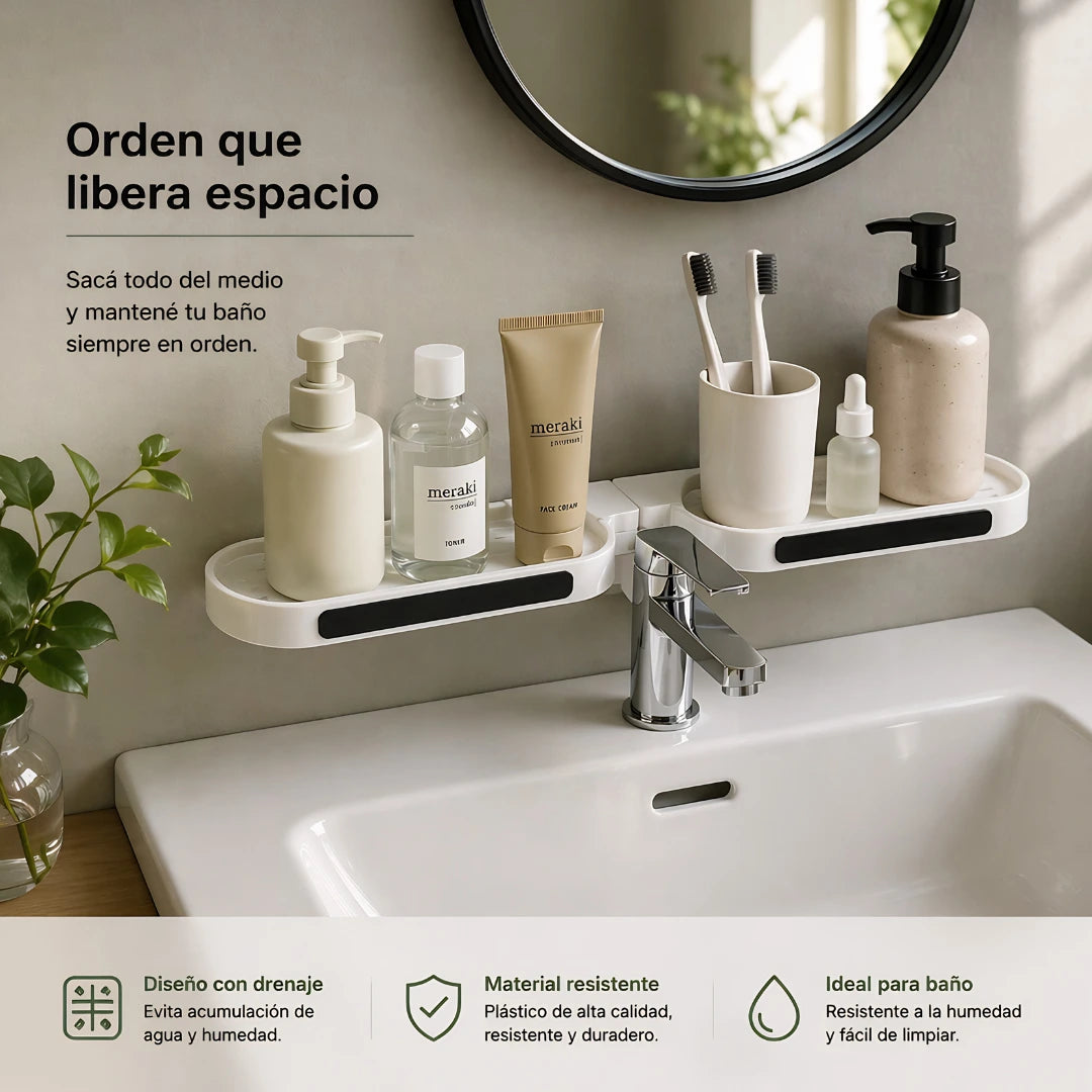 Repisa Organizadora de Baño — sacás todo del borde, sin hacer un solo agujero